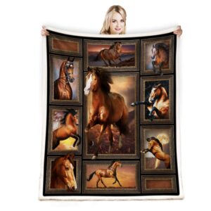 juirnost horse blanket horse gift for horse lover horse print throw blanket horse blanket for girls cozy warm comfy fluffy blanket for bed couch living room decor 50"x60" western horse blanket