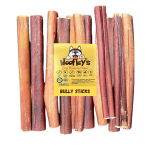 woofley's 6" regular sized buffalo bully sticks - (25 count) - bully sticks for dogs - long lasting bully stick dog chews