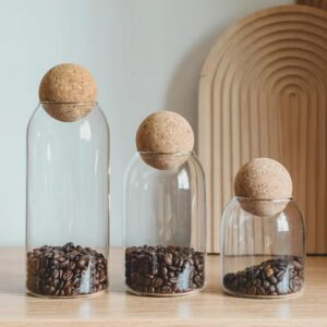 ANSQU 1000ML/34OZ Glass Storage Container with Airtight Ball Cork, Food Storage Canister Jar with Ball Lid for Kitchen Coffee, Tea Candy, Bathroom Apothecary Cotton Swab Qtip Holder