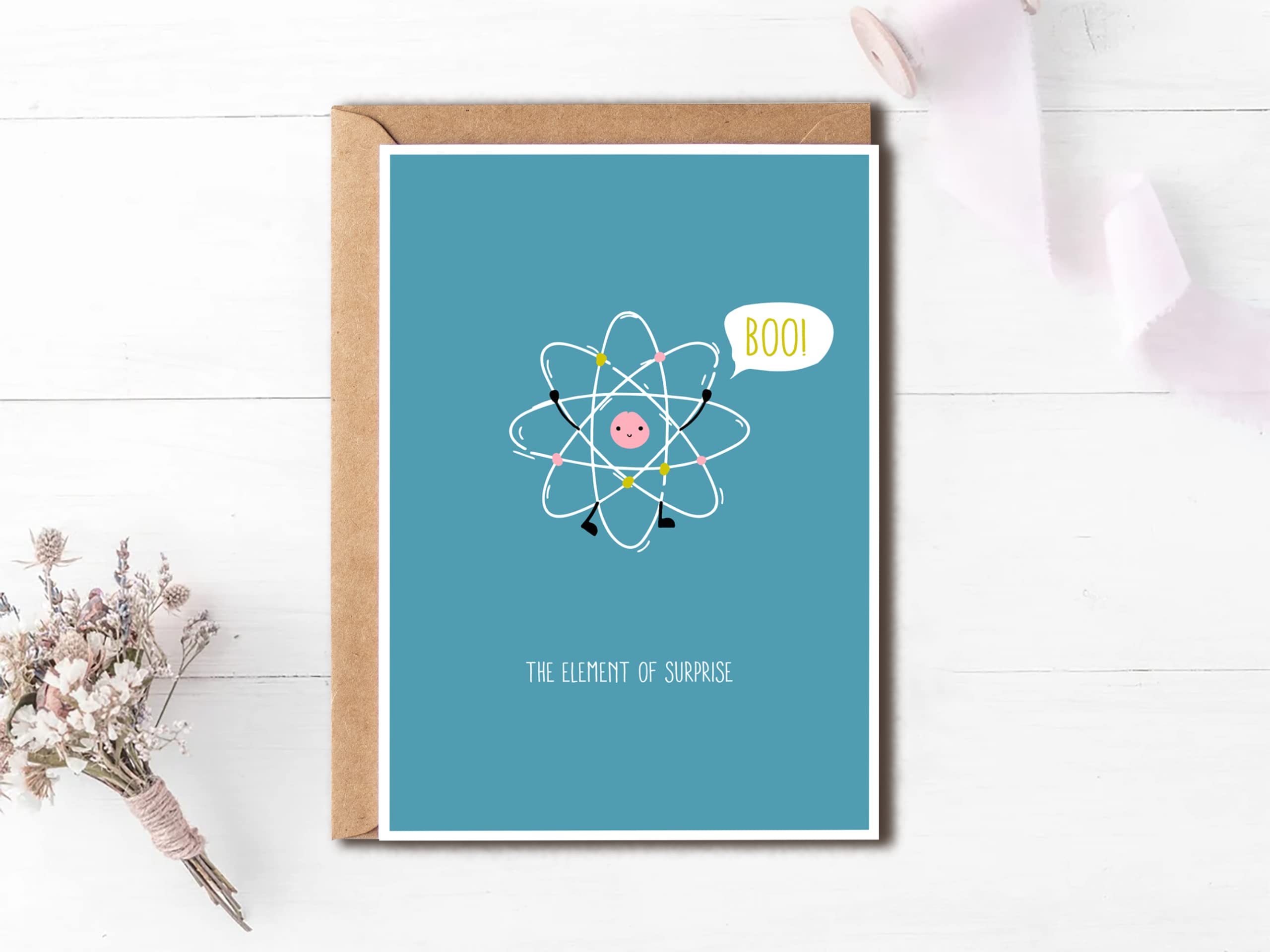 OystersPearl The Element Of Surprise - Science Birthday Card - Elements Card - Funny Birthday Card - Science Puns - Science Card - Chemistry Birthday Cards