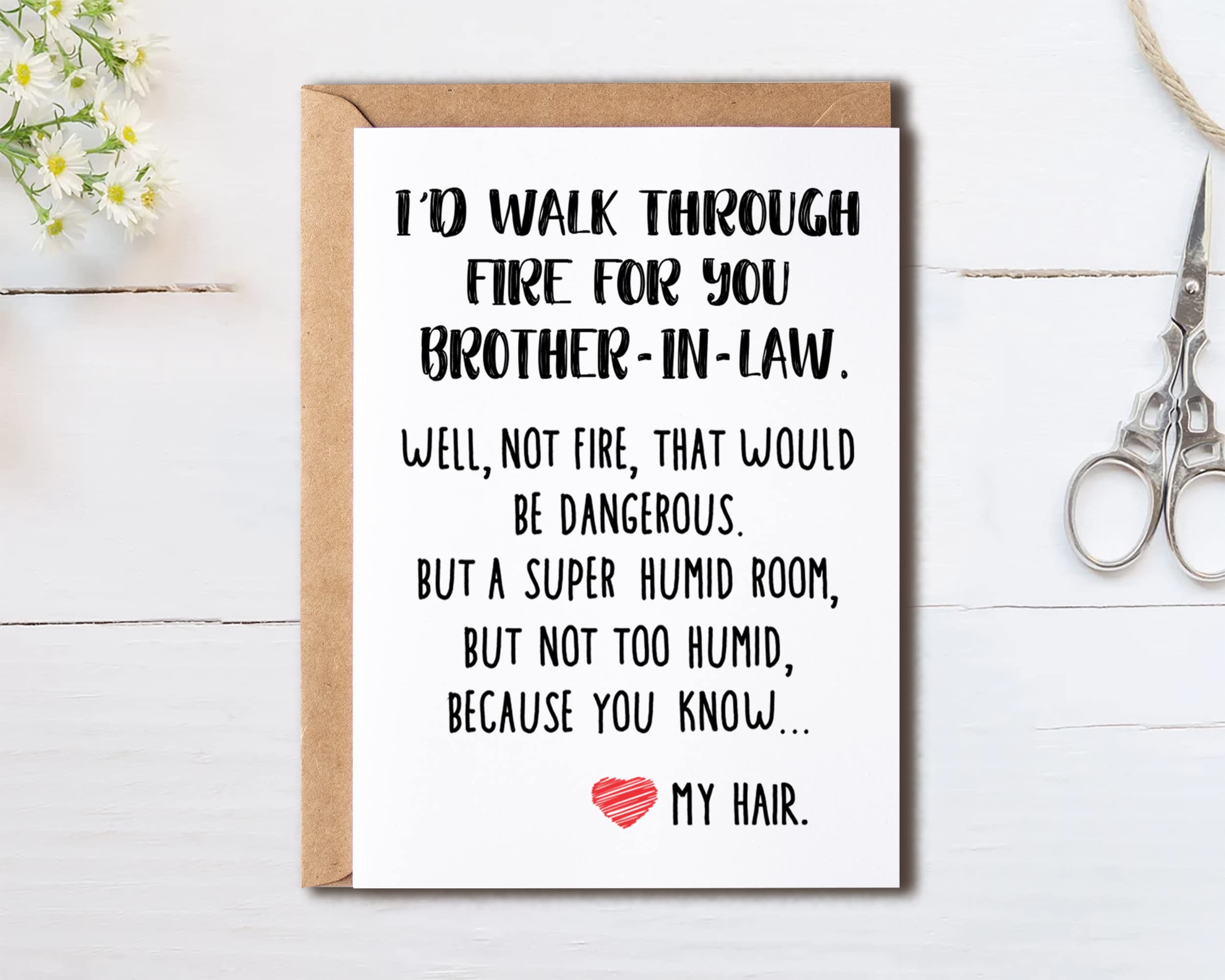 OystersPearl Funny Brother-In-Law Gifts - I'd Walk Through Fire For You Brother-In-Law Card - Best Brother-In-Law Card - Cool Birthday Christmas Card