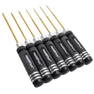 HobbyPark Hex Driver Set Hex Allen Screwdriver Kit Titanium 0.9mm/1.27mm/1.3mm/1.5mm/2.0mm/2.5mm/3.0mm Small and 17mm Hex Wrench Set RC Car Tools Kit