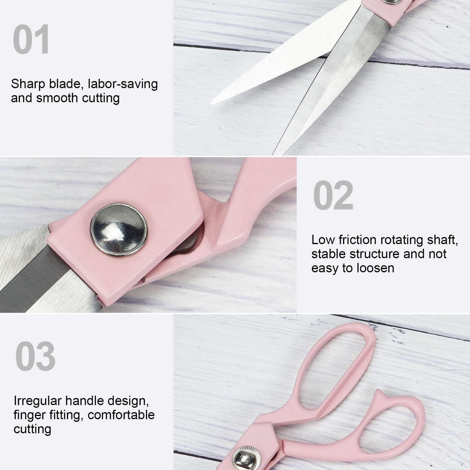 8" All Purpose Stainless Steel Scissors, Heavy Duty Ergonomic Comfort Grip Shears Sharp Pink Scissors for Office Home Household (Pink)