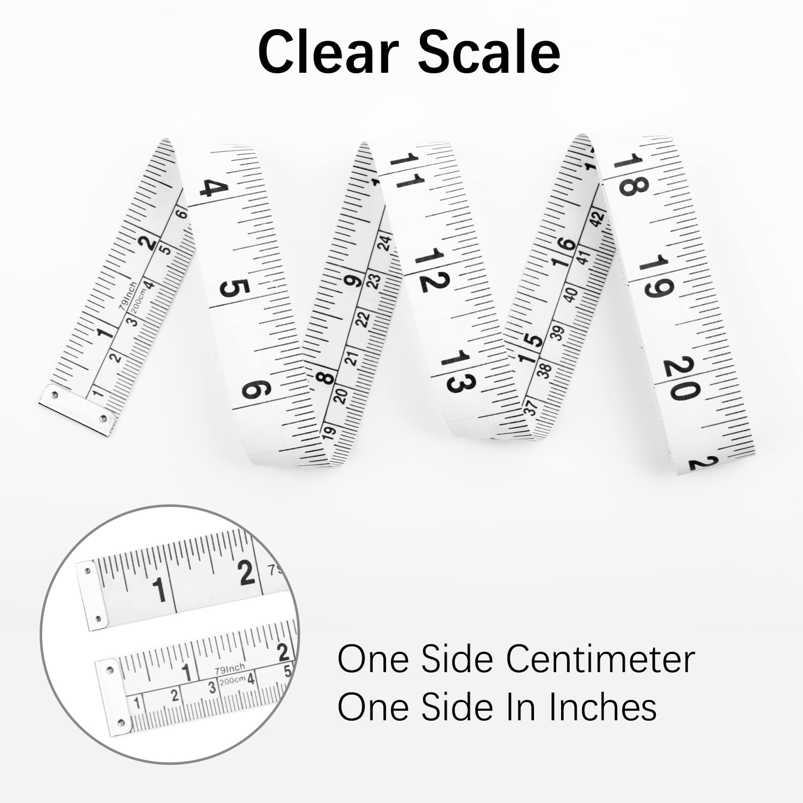 REIDEA Clothing Measure Tape Dual Sided, 79in/200cm Soft Fabric Tape Measure for Body Measurement Fitness, Weight Loss, Measuring Waist, Thighs, Arms, Sewing Clothing Tailor