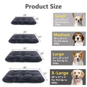 JOEJOY Dog Bed Crate Pad, Deluxe Plush Washable Dog Beds Fulffy Soft Kennel Pad Anti-Slip Pet Sleeping Mat for Medium Small Dogs, 23" x 18", Grey