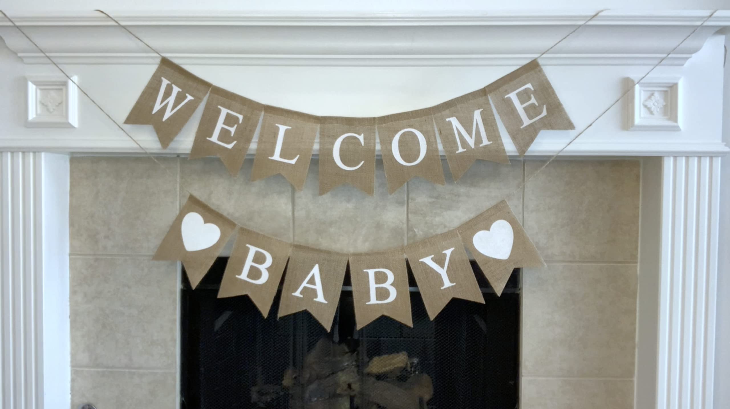 Shimmer Anna Shine Welcome Baby Burlap Banner for Baby Shower Decorations and Gender Reveal Party