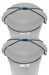 (2 pack) doggy dare trash can lock - medium - fits 30-40 gallon trash cans - perfect for dogs, raccoons, opossums - bungee cord design makes install simple (trash can not included)