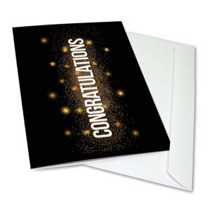 Small World Greetings Large Black and Gold Congratulations Card from Group - Blank Inside With Envelope - 11.75" x 9" - Farewell, Graduation, Anniversary, and More