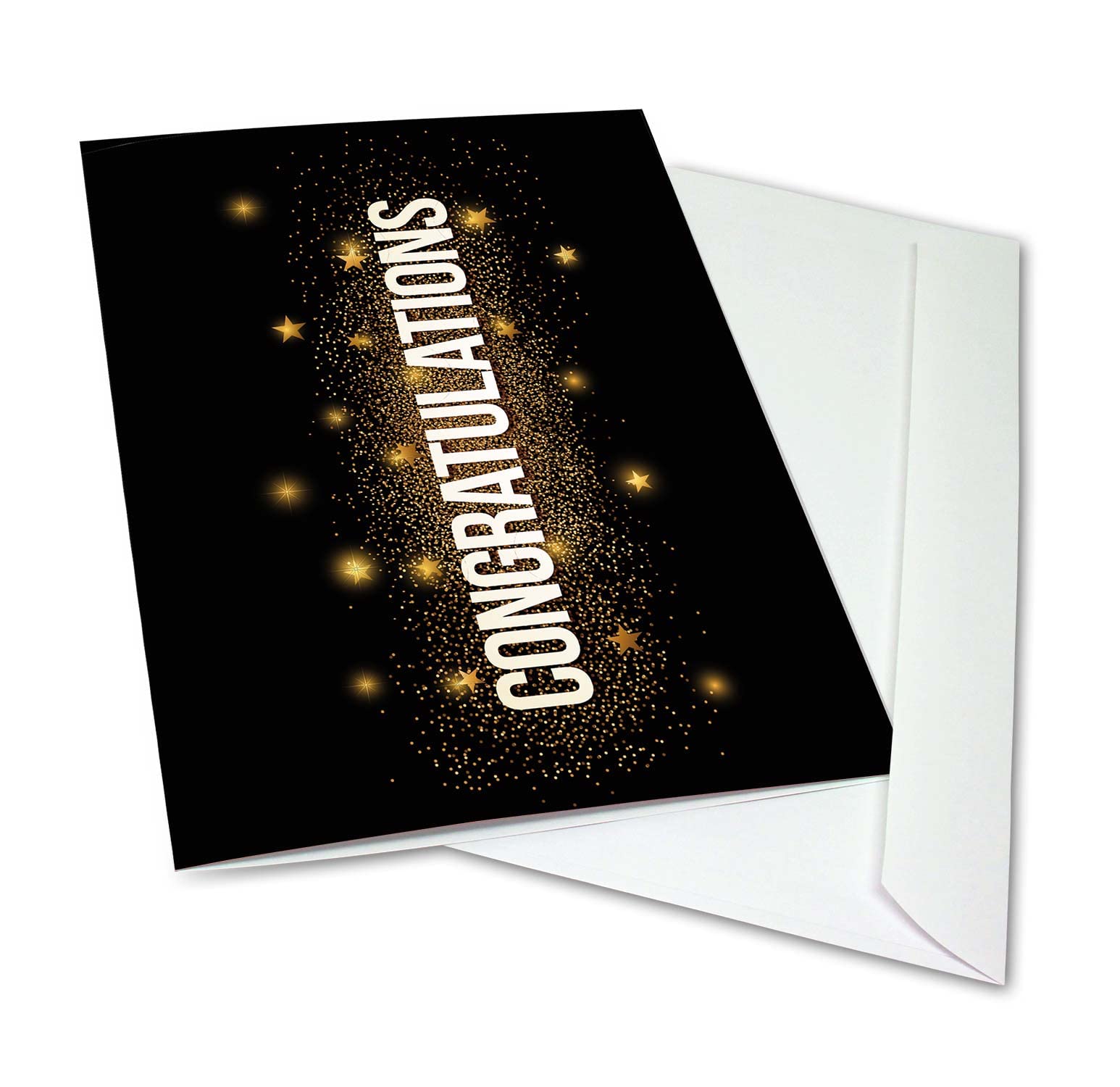 Small World Greetings Large Black and Gold Congratulations Card from Group - Blank Inside With Envelope - 11.75" x 9" - Farewell, Graduation, Anniversary, and More