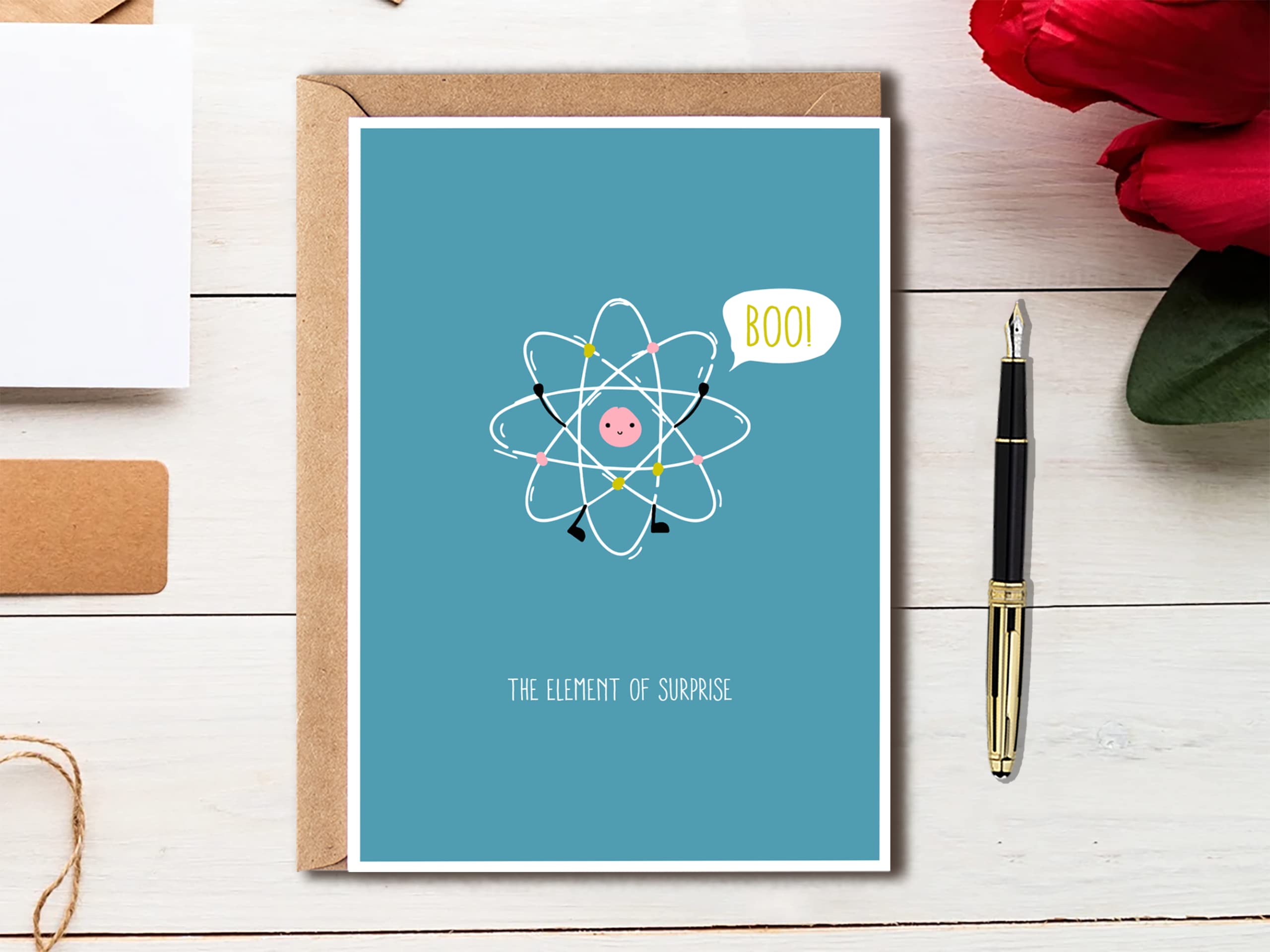 OystersPearl The Element Of Surprise - Science Birthday Card - Elements Card - Funny Birthday Card - Science Puns - Science Card - Chemistry Birthday Cards