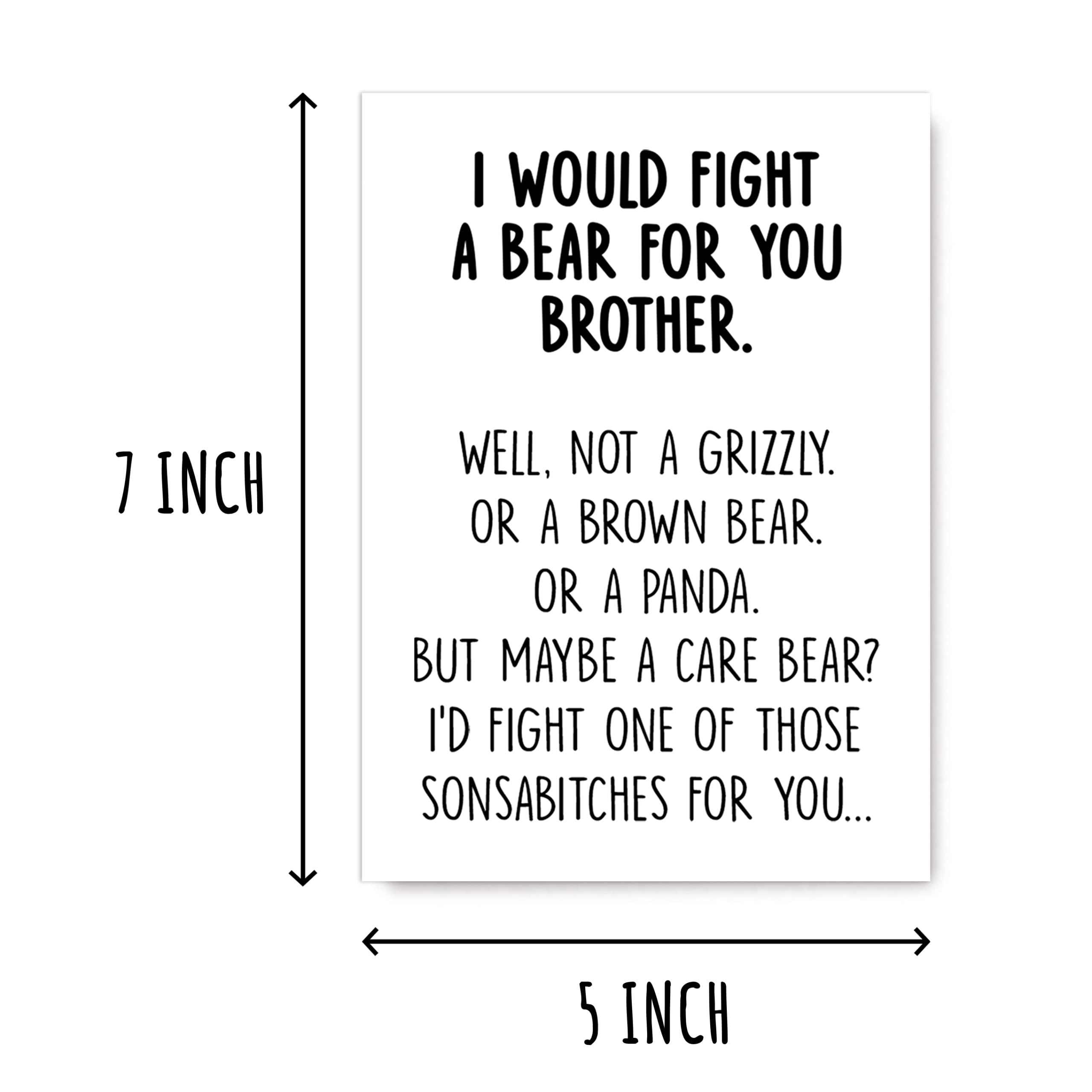 I Would Fight A Bear For You Brother Card - Graduation Gifts For Brother From Sister Sibling Mom Dad Friend Funny Gifts For Brother - Brother Card