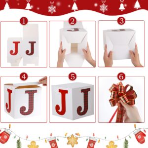 Teling 4 Pieces Christmas Nesting Gift Box Christmas Stackable Box Large Joy Christmas Boxes for Present Xmas Stacking Gift Box Decorations for Christmas Wrapping Party Favor