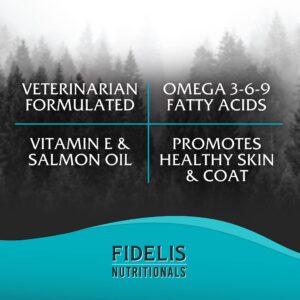 FIDELIS Skin & Coat Plus+ Dog Skin & Coat Supplement, Omega 3, Vitamin E, Salmon Oil for Dogs, Fatty Acids, Healthy Skin, Shiny Coat, Adult, Big & Small, Made in USA, Vegetable Flavor, 120 Soft Chews