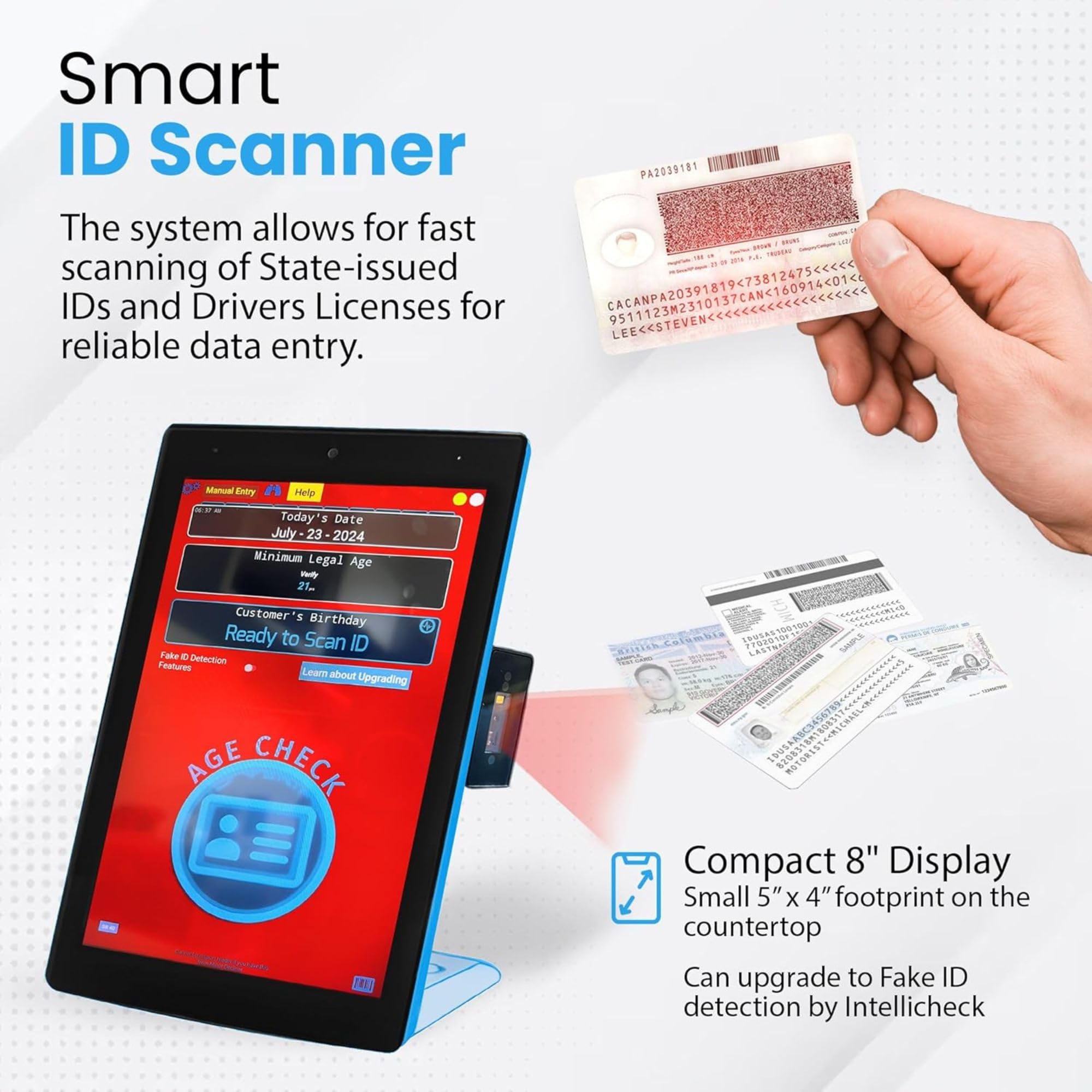 Minor Decliner Smart ID Scanner - Detects Expired IDs and Underage Customers – Can Upgrade for Fake ID Detection - Onyx Edition