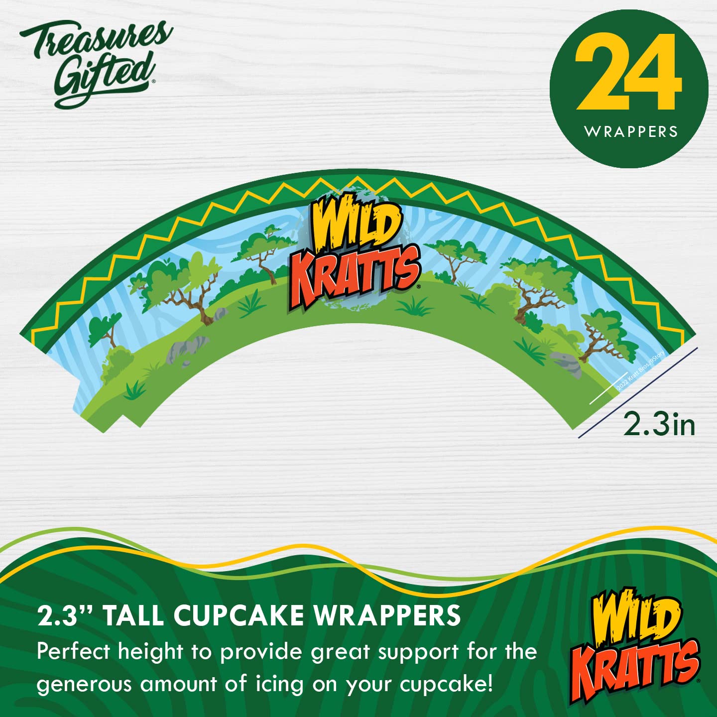 Treasures Gifted Wild Kratts 24ct Cupcake Toppers & Wrappers - Birthday Party Supplies