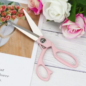 8" All Purpose Stainless Steel Scissors, Heavy Duty Ergonomic Comfort Grip Shears Sharp Pink Scissors for Office Home Household (Pink)