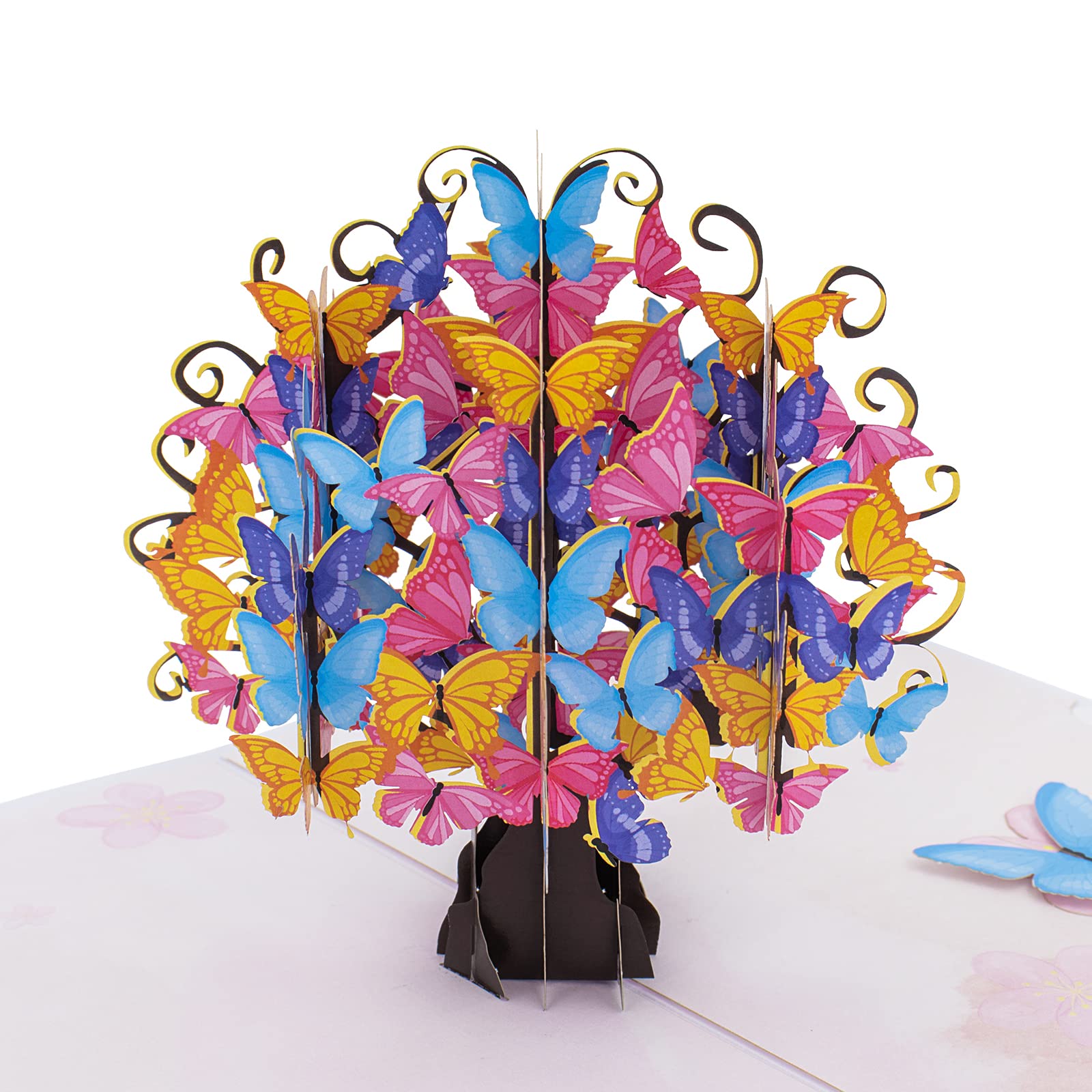 JinRuiKJ Butterfly Tree 3D Pop Up Card - Handmade 3D Greeting Cards with Envelope, 5.9" x 7.9" Cover - Funny Birthday Card for Mothers Day, Valentines Day, All Occasion