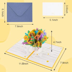 JinRuiKJ Sunflowers 3D Pop Up Card - Handmade 3D Popup Cards with Envelope, 5.9" x 7.9" Cover, Pop Up Flower 3D Greeting Cards - Funny Birthday Cards for Women