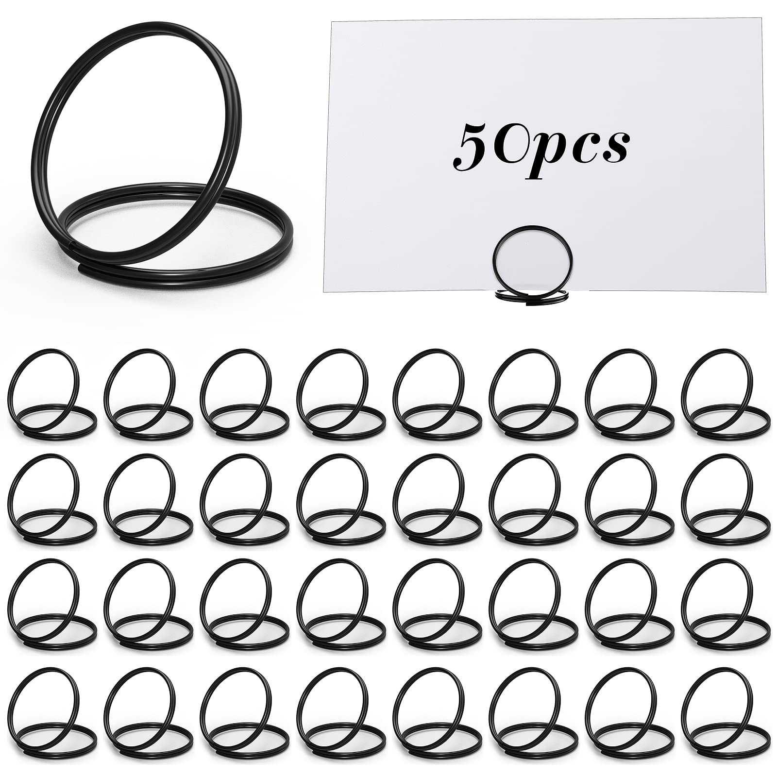 Zhengmy 50 Pcs Table Number Holders Place Card Holder Small Size Table Card Holders Photo Holder for Table Centerpieces Table Number Stands for Wedding Party Graduation(Black)