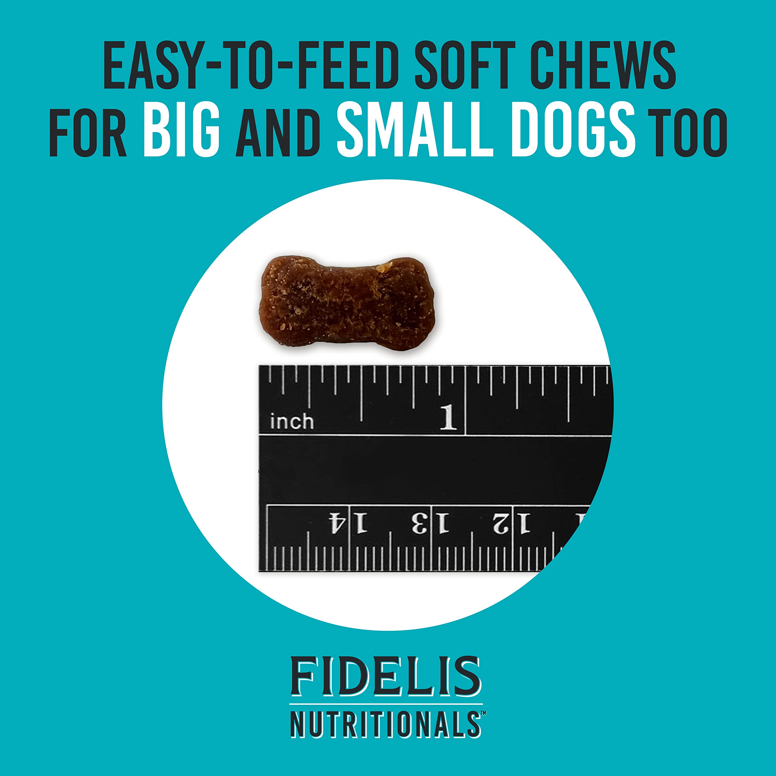 FIDELIS Skin & Coat Plus+ Dog Skin & Coat Supplement, Omega 3, Vitamin E, Salmon Oil for Dogs, Fatty Acids, Healthy Skin, Shiny Coat, Adult, Big & Small, Made in USA, Vegetable Flavor, 120 Soft Chews