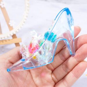 ZYFLSQ 24 Pieces Mini Plastic Cinderella Slippers 3.5 Inch Glass Heels Princess for Wedding Birthday Party Table Favors Decoration (Blue)