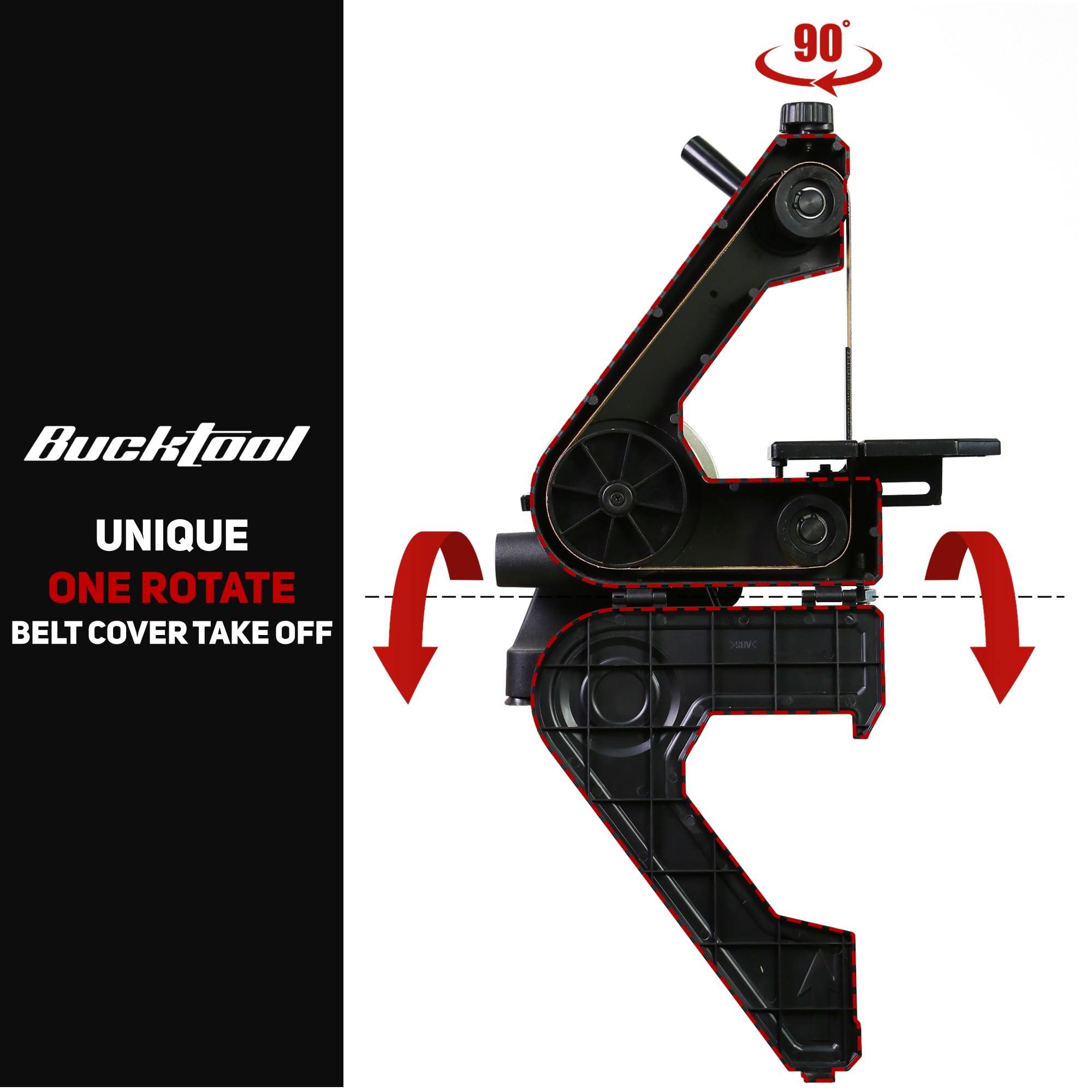 Bucktool 1x30 Inch Bench Belt Sander with 5 Inch Disc with Wrench Storage and Easy Belt Cover Off, 1/3HP Direct Drive Benchtop Belt Disc Sander