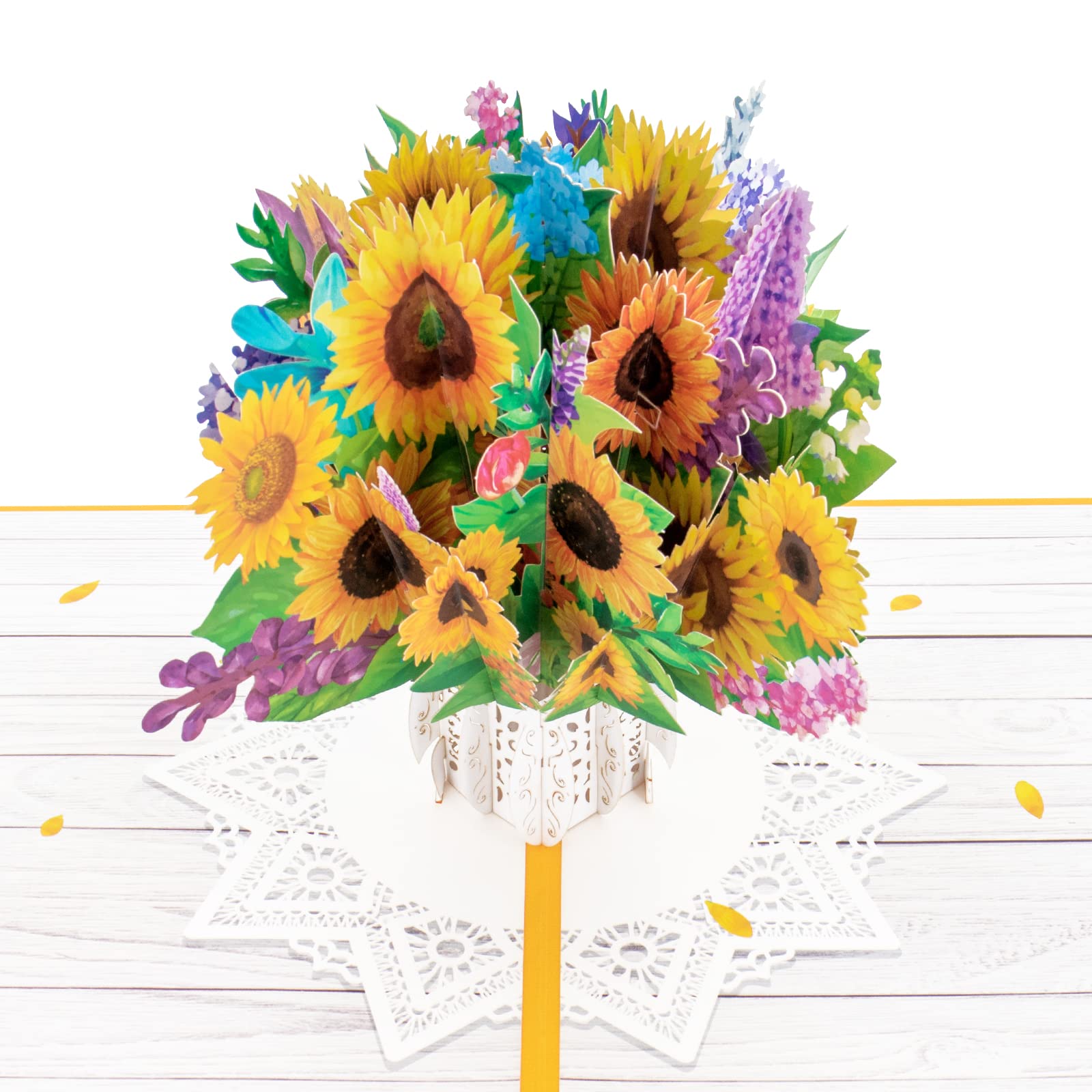 JinRuiKJ Sunflowers 3D Pop Up Card - Handmade 3D Popup Cards with Envelope, 5.9" x 7.9" Cover, Pop Up Flower 3D Greeting Cards - Funny Birthday Cards for Women