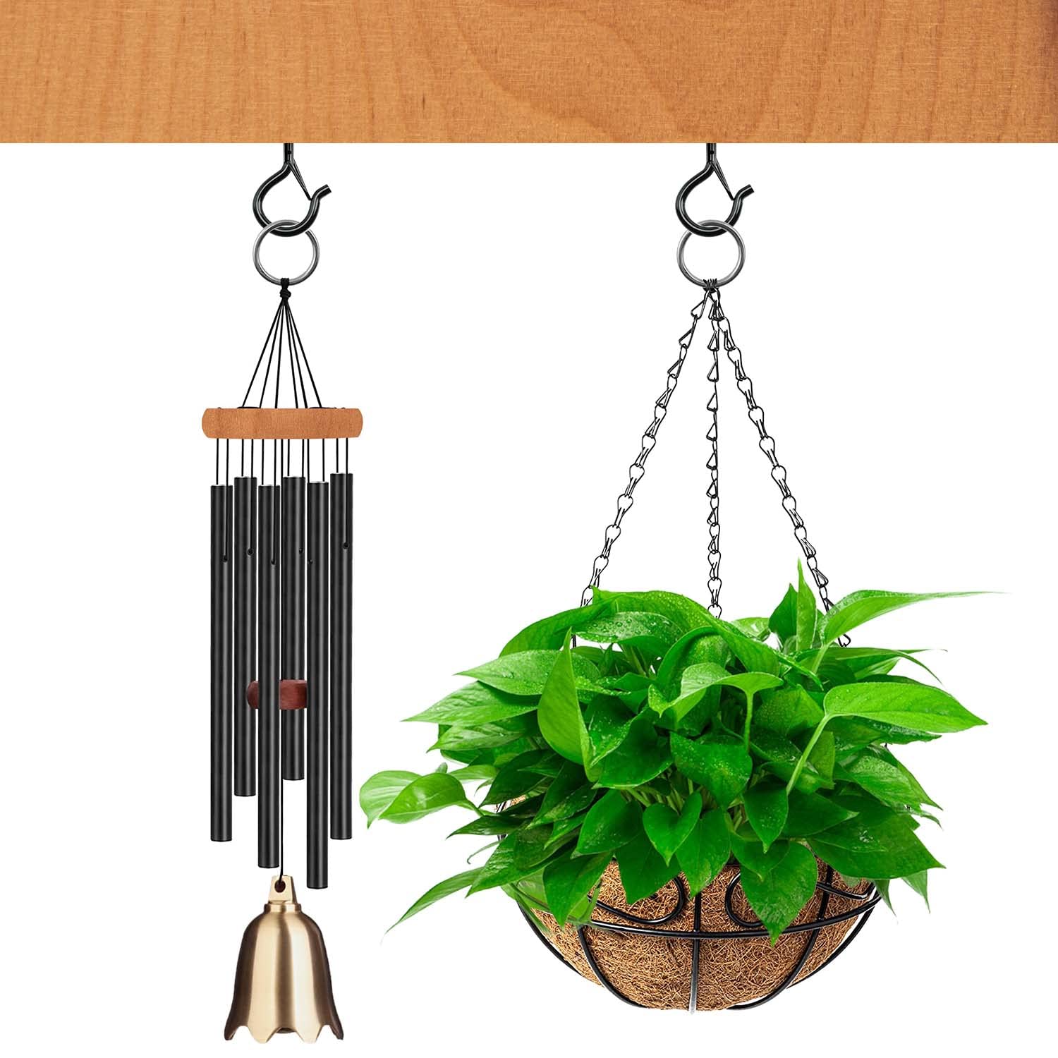 GARHWAL Screw Hooks for Outdoor String Lights 20 Pack, Q Hanger Black Ceiling Screw in Hooks with Safety Buckle for Hanging Plants, Christmas Lights, Patio Lights, Easy Release