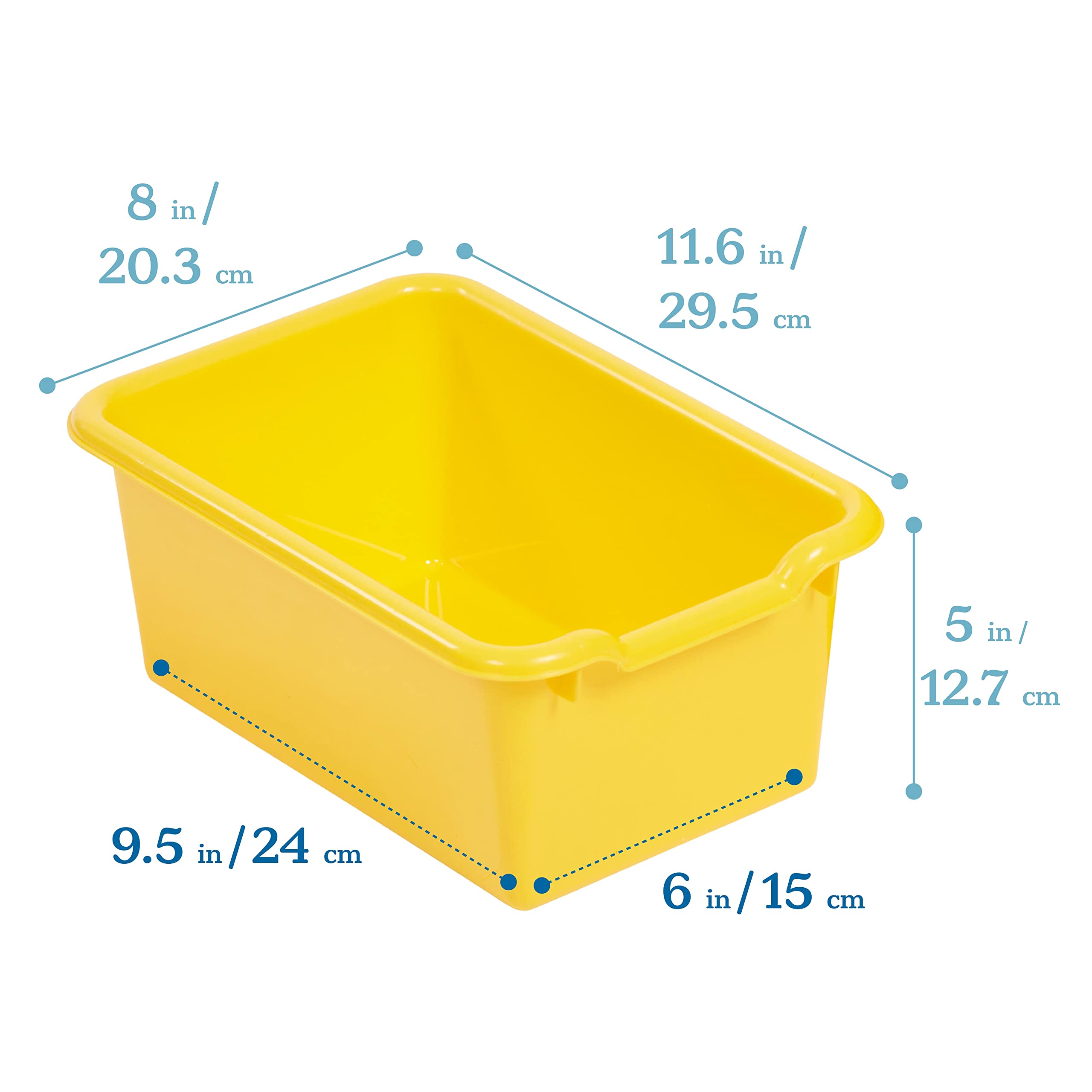 ECR4Kids Scoop Front Storage Bin, Multipurpose Organization, Yellow, 15-Piece