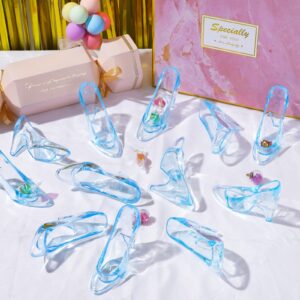 ZYFLSQ 24 Pieces Mini Plastic Cinderella Slippers 3.5 Inch Glass Heels Princess for Wedding Birthday Party Table Favors Decoration (Blue)