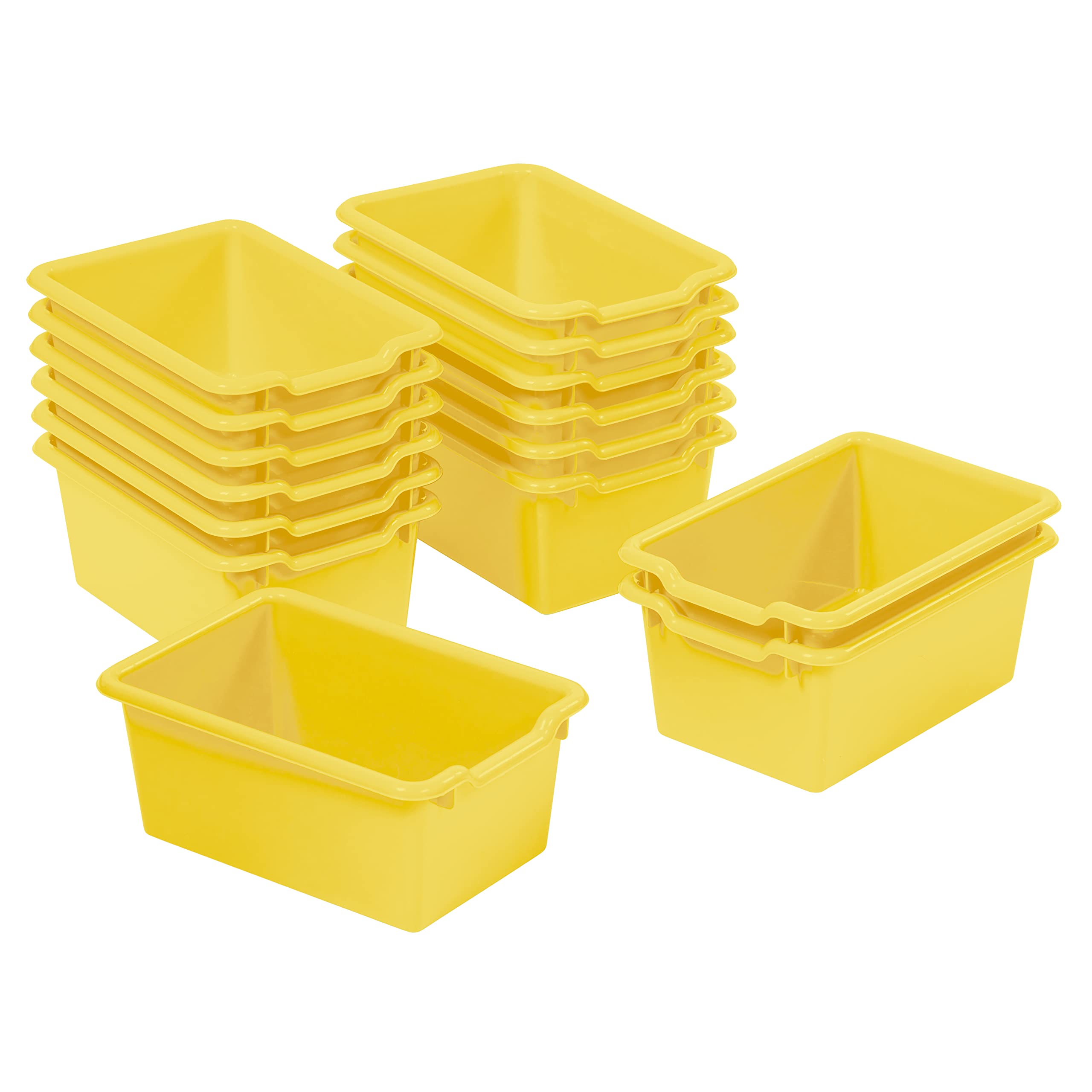 ECR4Kids Scoop Front Storage Bin, Multipurpose Organization, Yellow, 15-Piece