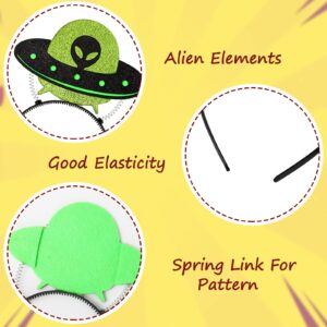 Whaline 6Pcs Alien Head Boppers - Set of 6 Glitter Green Black Martians Space UFO Alien Headband Decorations for Boys Girls Halloween Alien Theme Party Costume Accessories