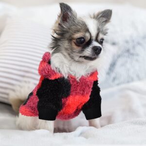 Christmas Dog Sweaters for Small Dogs, Fleece Dog Clothes Hoodie, Yorkie Chihuahua Teacup Sweater Winter Cute Warm, Pet Doggie Puppy Sweater for Dog (Plaid, X-Small)