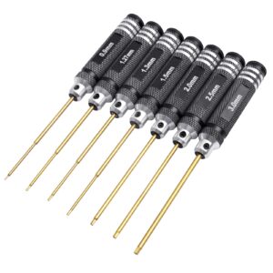 HobbyPark Hex Driver Set Hex Allen Screwdriver Kit Titanium 0.9mm/1.27mm/1.3mm/1.5mm/2.0mm/2.5mm/3.0mm Small and 17mm Hex Wrench Set RC Car Tools Kit