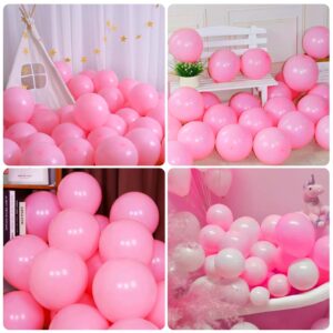 Garma Pink Balloons 12 inch, 100PCS Pink Latex Party Balloons for Balloons Arch as Valentine's Day, Birthday Party, Wedding, Anniversary, Baby Shower, Halloween Party Decorations (with Pink Ribbon)