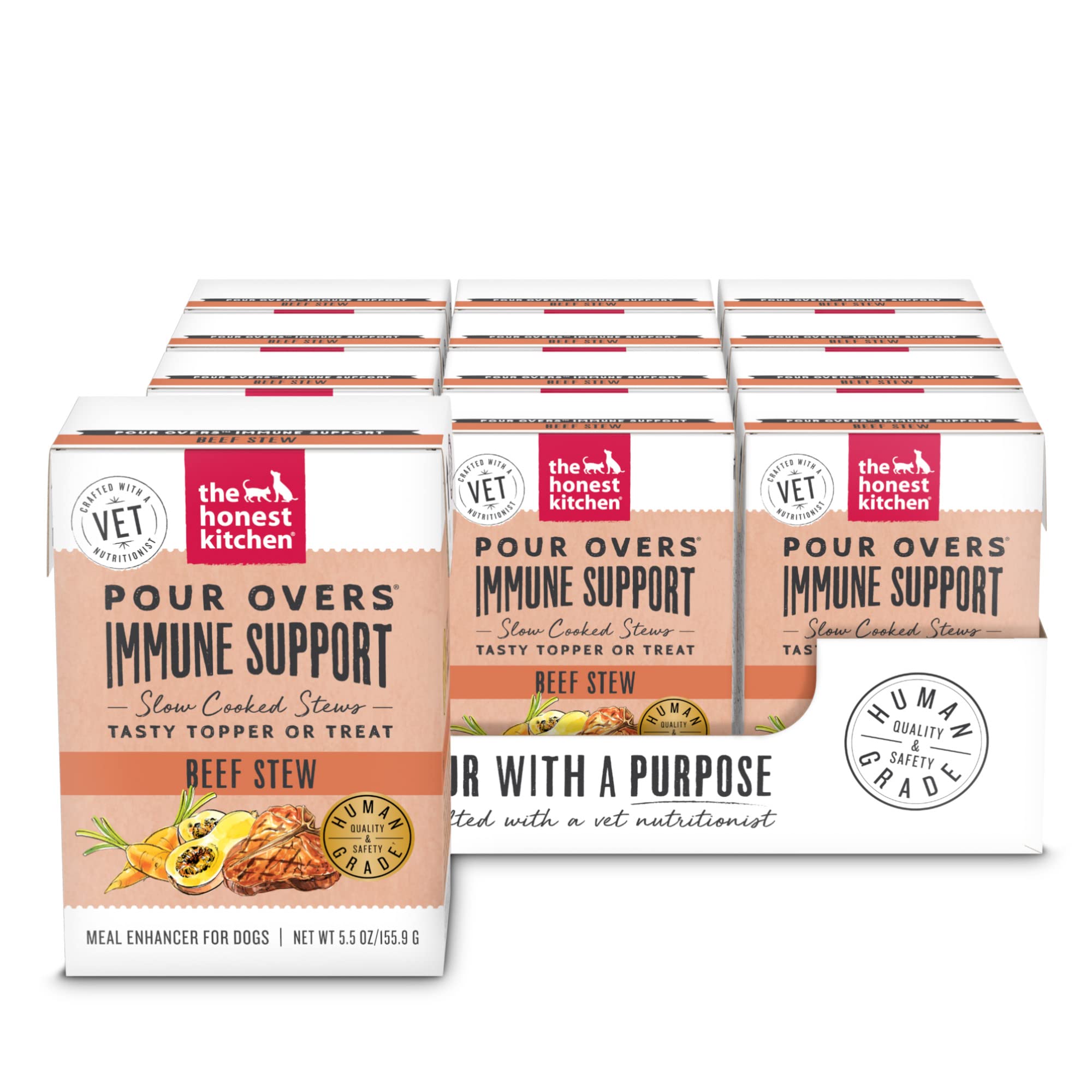 The Honest Kitchen Functional Pour Overs: Immune Support - Beef Stew Dog Food Topper, 5.5 oz x12