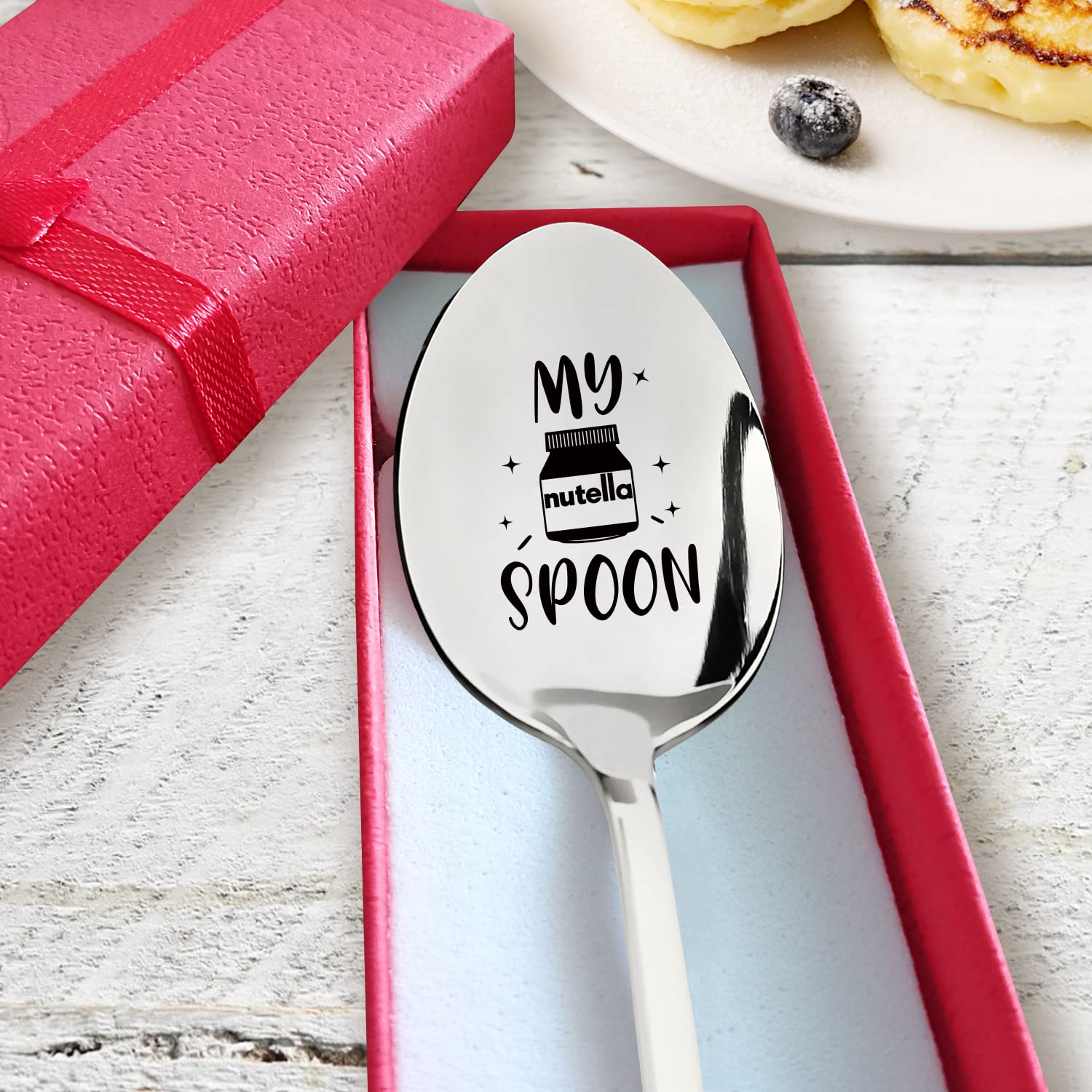 PZJIEAN My Nutella Spoon Funny Engraved Stainless Steel Spoon, Best Coffee Spoon Ice Cream Nutella Spoon Gifts for Women, Men, Nutella Lovers, Birthday Christmas Valentine Gifts