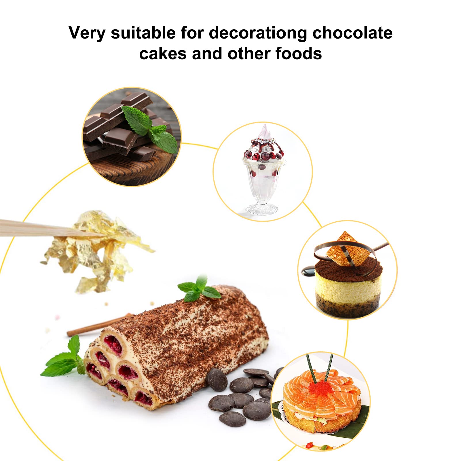 Serlium Edible Gold Leaf, Gold Leaf Cake Decoration Gold Flakes Food Gold Foil Decoration Baking Gold Foil Decor Chocolates Decor Gold Leaf Sheets for Cooking Dessert Decoration Crafts Makeup (2Pcs)