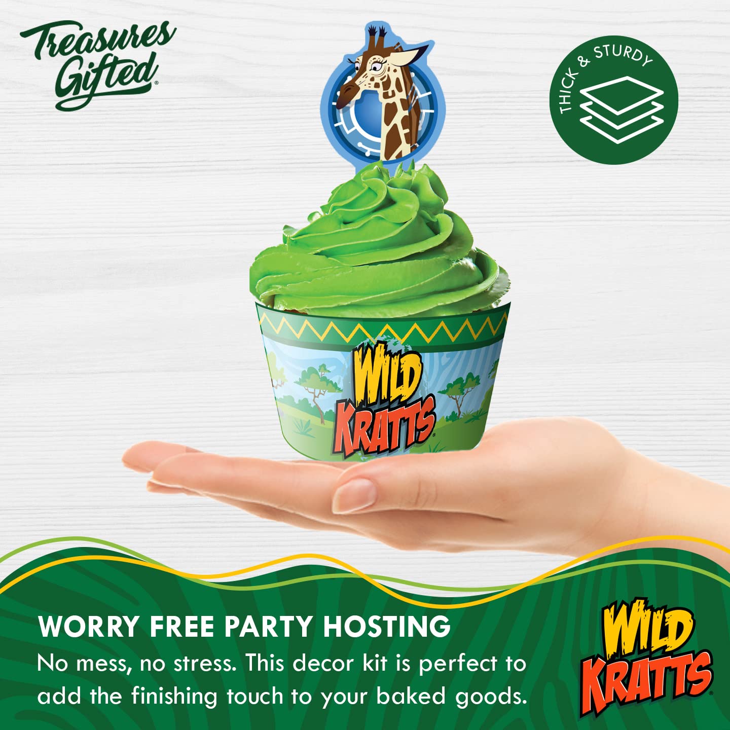 Treasures Gifted Wild Kratts 24ct Cupcake Toppers & Wrappers - Birthday Party Supplies