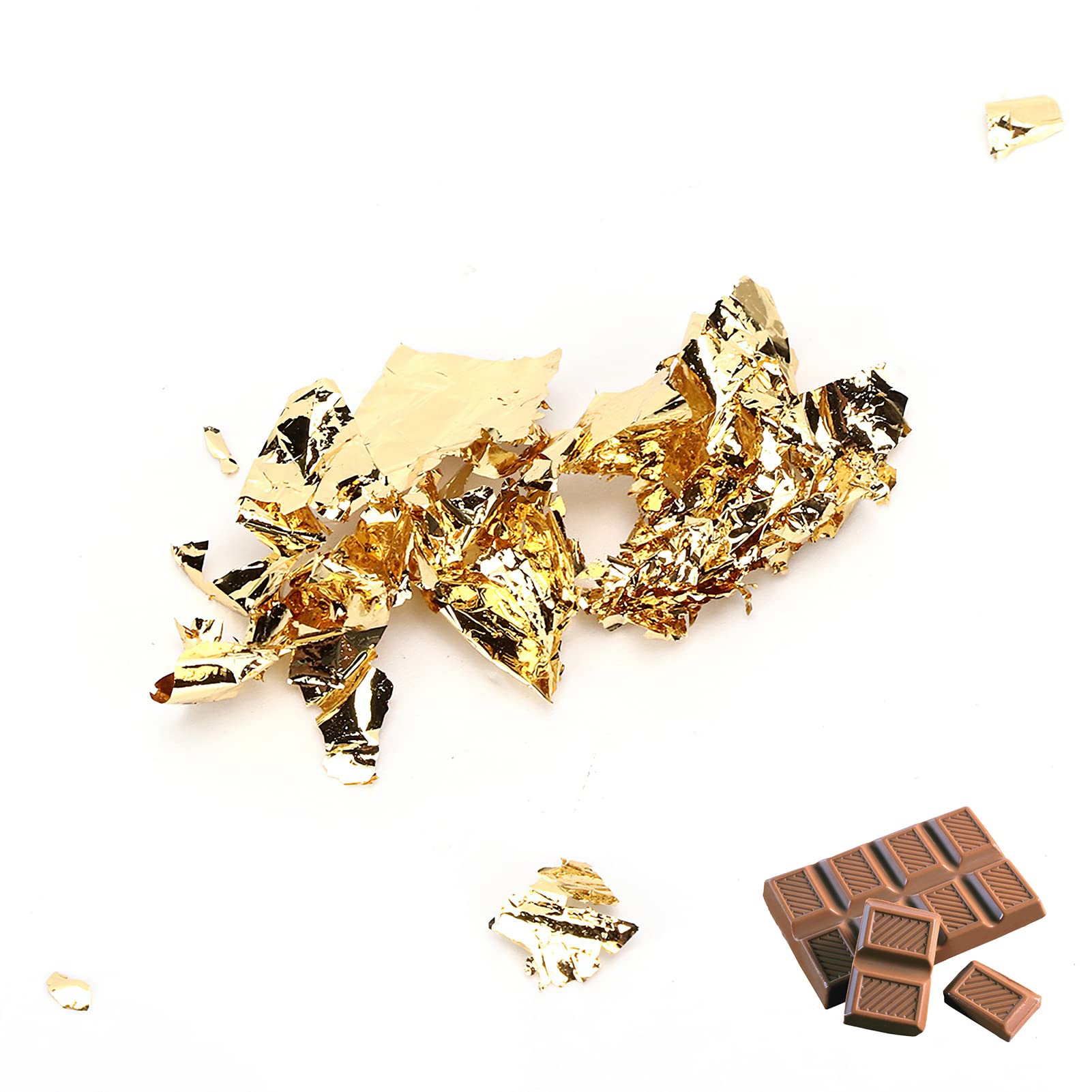 Serlium Edible Gold Leaf, Gold Leaf Cake Decoration Gold Flakes Food Gold Foil Decoration Baking Gold Foil Decor Chocolates Decor Gold Leaf Sheets for Cooking Dessert Decoration Crafts Makeup (2Pcs)