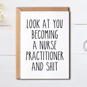 OystersPearl Look At You Becoming A Nurse Practitioner And Shit Card - Nurse Card - Gift Card For Nurse - Nurse Birthday Card