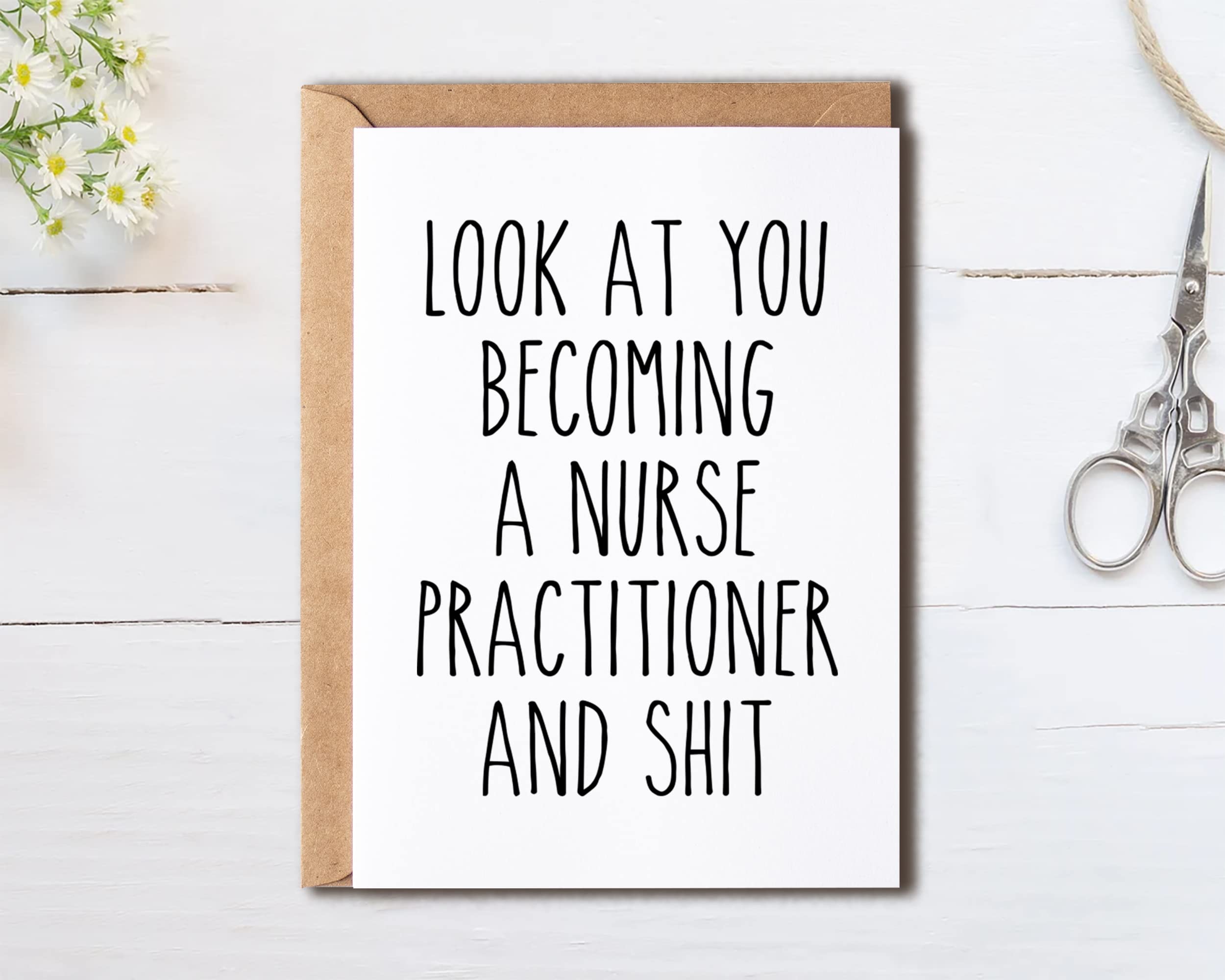 OystersPearl Look At You Becoming A Nurse Practitioner And Shit Card - Nurse Card - Gift Card For Nurse - Nurse Birthday Card