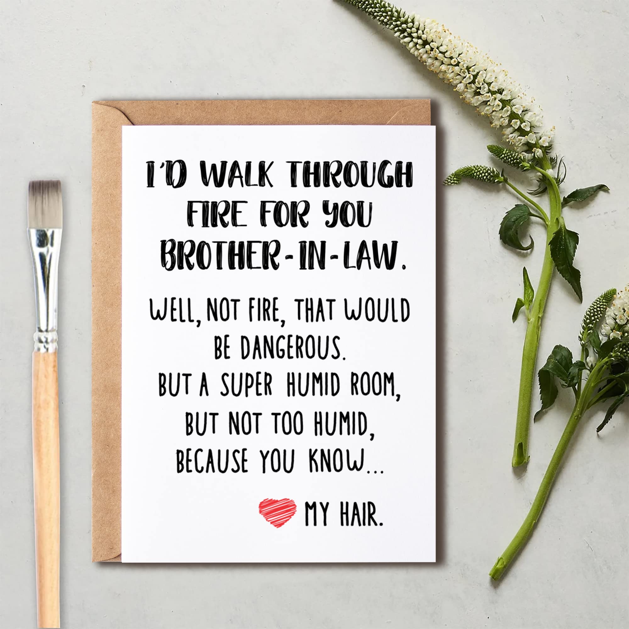 OystersPearl Funny Brother-In-Law Gifts - I'd Walk Through Fire For You Brother-In-Law Card - Best Brother-In-Law Card - Cool Birthday Christmas Card