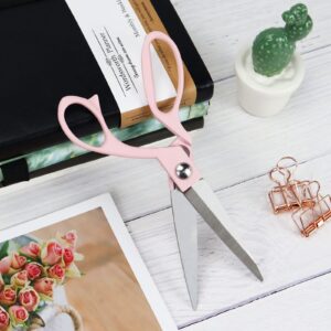 8" All Purpose Stainless Steel Scissors, Heavy Duty Ergonomic Comfort Grip Shears Sharp Pink Scissors for Office Home Household (Pink)