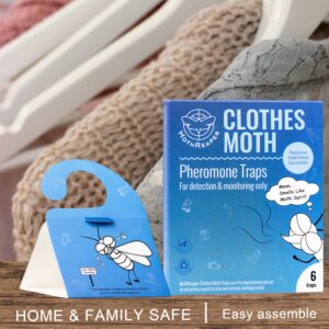 Clothing Moth Traps with Pheromones 6-Pack - Clothes Moth Trap with Lure for Closets & Wardrobes, Carpet and Fabric Moth, Wool Moths Traps Indoor Moth Treatment & Prevention