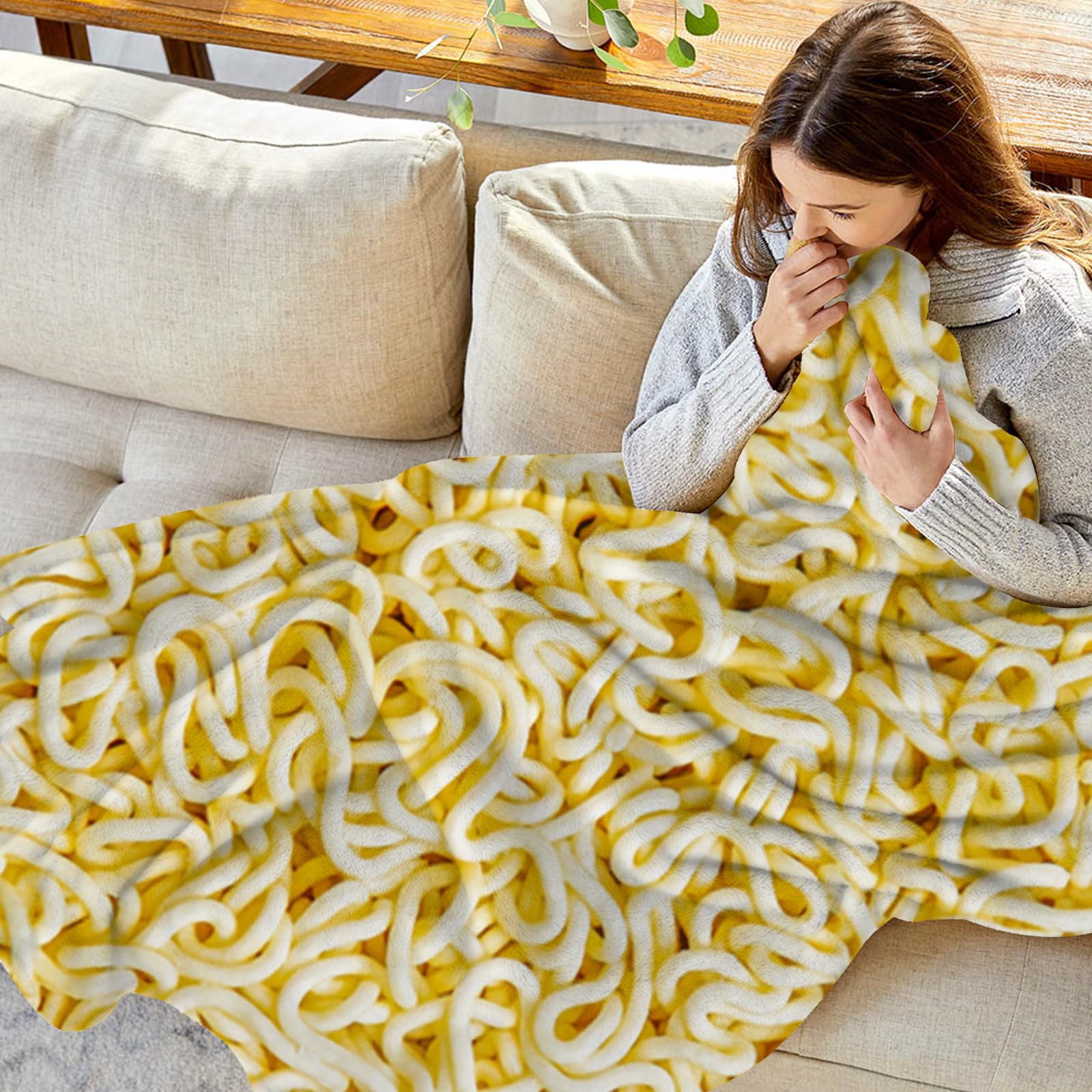 Sofevaim Noodles Ramen Blanket Realistic Food Blanket, Dad Blanket Birthday Gifts for Son from Dad, Funny Throw Blanket for Couch Sofa Bed, Ramen Blanket Stupid Gifts for Girls Kids Adults 60" X 50"