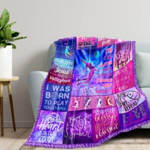 Pozevan Volleyball Gift Blanket - Volleyball Gifts for Teen Girls - Volleyball Gifts for Team - Volleyball Coach Gift - Volleyball Gifts for Girls - Gifts for Volleyball Lovers - 50" X 60"