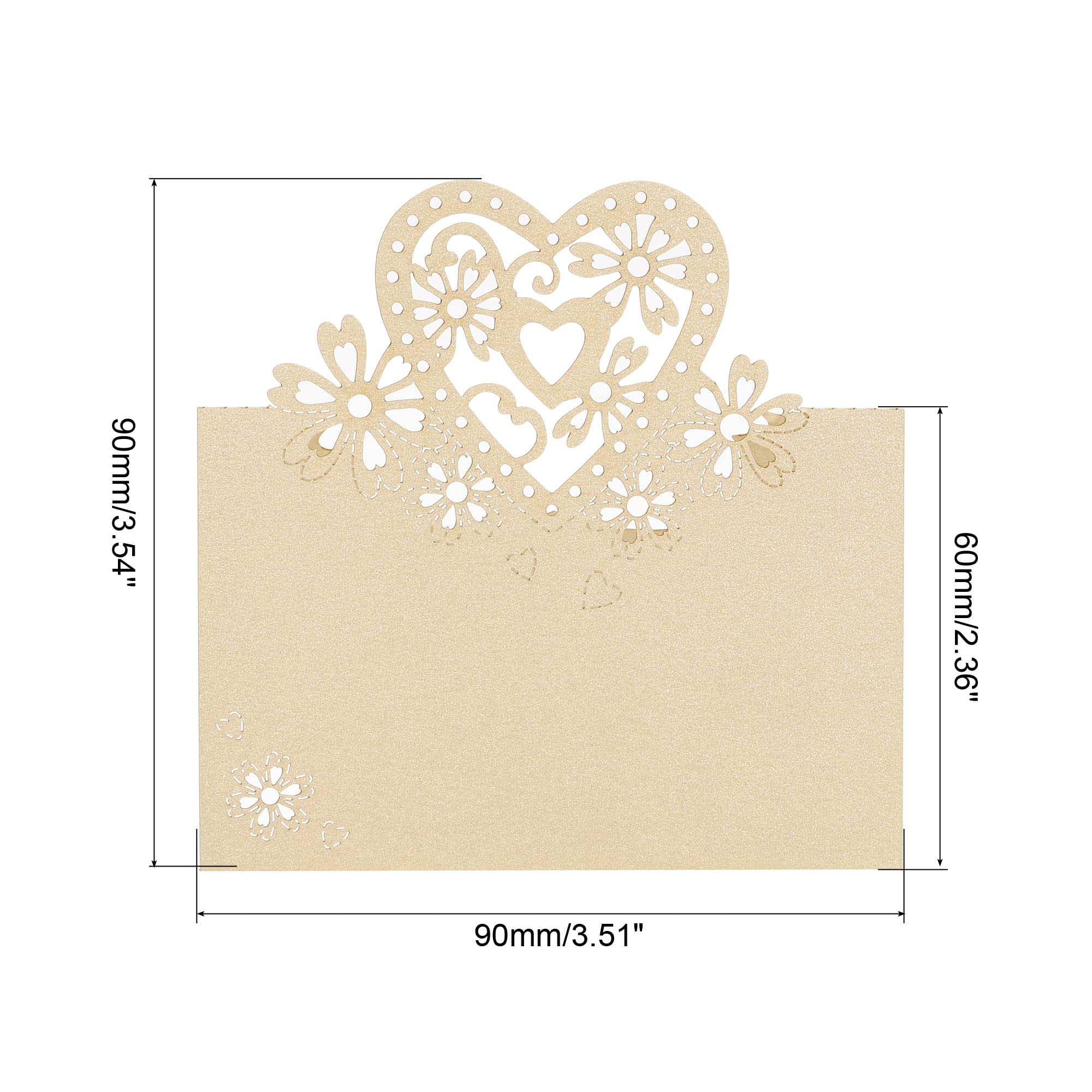 PATIKIL Table Name Place Cards, 50Pcs Favor Decor Hollow Heart Shape Cut Design Blank Card for Wedding Party Seating Place Cards, Beige