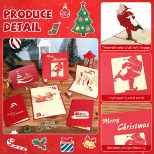 Crtiin 32 Sets Pop up Christmas Cards, 3D Merry Christmas Cards Handmade Bulk, Blank Greeting Holiday Cards with Envelope Xmas Tree, Snowman for Birthday Xmas New Year Appreciation Winter Holiday