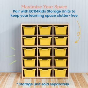 ECR4Kids Scoop Front Storage Bin, Multipurpose Organization, Yellow, 15-Piece